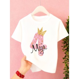 KOSZULKA DZIECIĘCA NA CZWARTE URODZINY DLA DZIEWCZYNKI BIAŁA