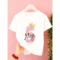 KOSZULKA DZIECIĘCA NA PIĄTE URODZINY DLA DZIEWCZYNKI BIAŁA