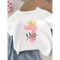 KOSZULKA DZIECIĘCA NA SIÓDME URODZINY DLA DZIEWCZYNKI BIAŁA