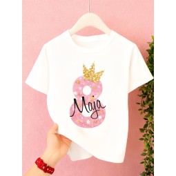 KOSZULKA DZIECIĘCA NA ÓSME URODZINY DLA DZIEWCZYNKI BIAŁA