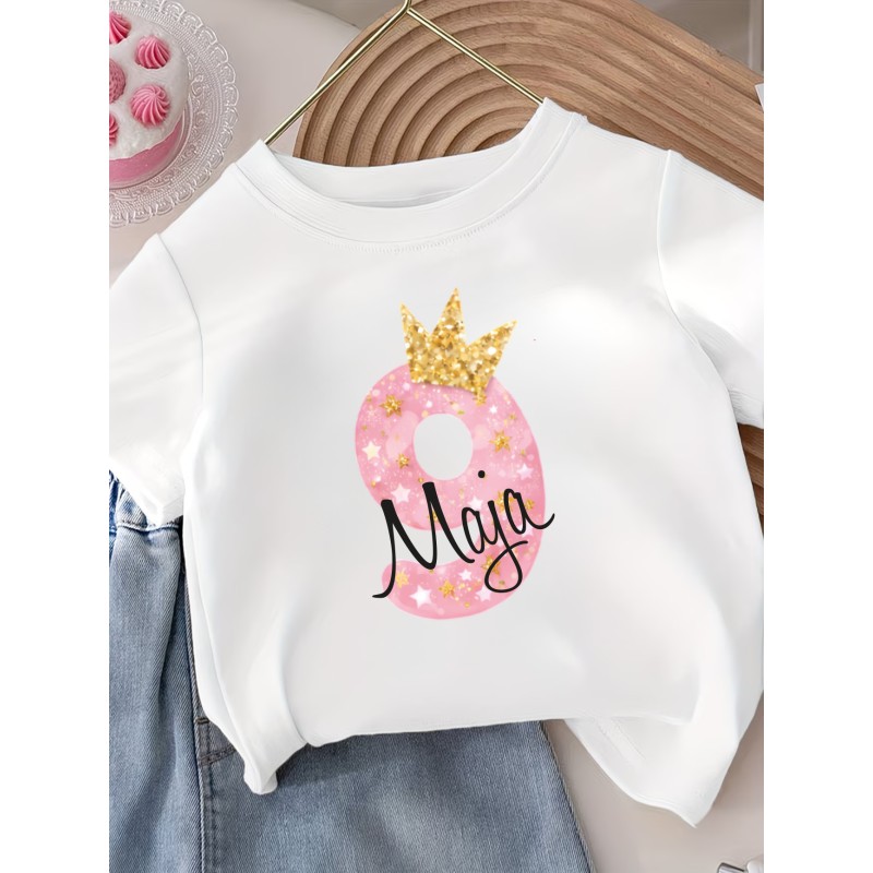 KOSZULKA DZIECIĘCA NA DZIEWIĄTE URODZINY DLA DZIEWCZYNKI BIAŁA