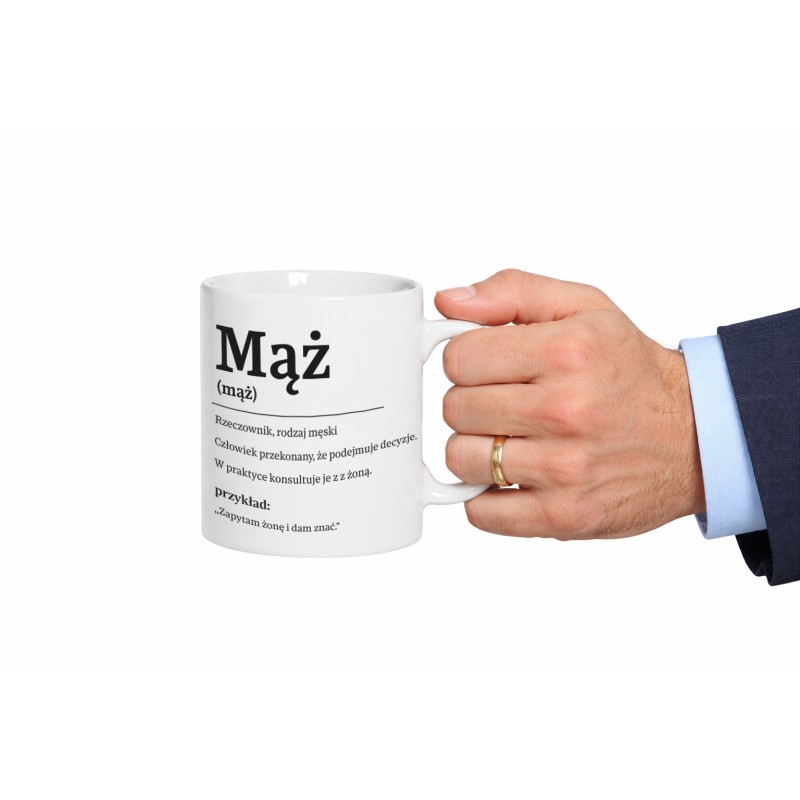 KUBEK CERAMICZNY DLA MĘŻA BIAŁY 330ml NA PREZENT ŚMIESZNY UPOMINEK