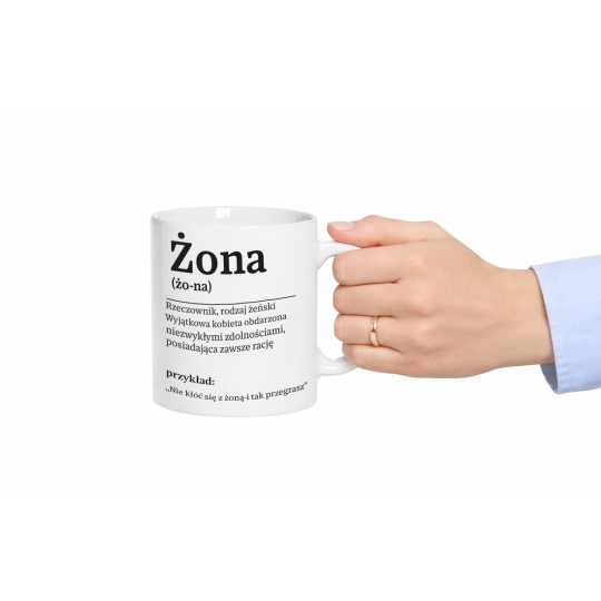 KUBEK CERAMICZNY DLA ŻONY BIAŁY 330ml NA PREZENT ŚMIESZNY UPOMINEK