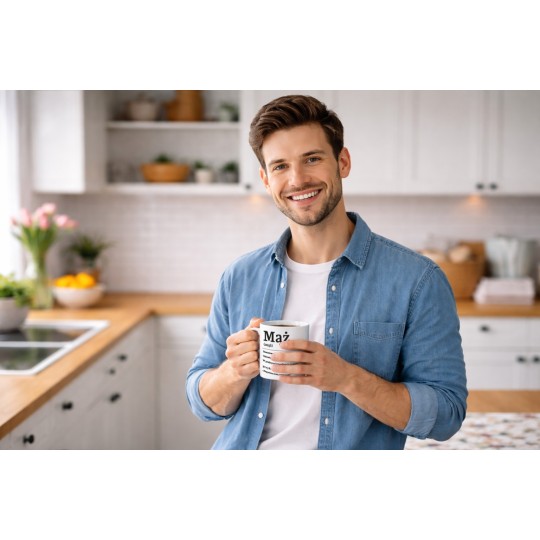 KUBEK CERAMICZNY DLA MĘŻA BIAŁY 330ml NA PREZENT ŚMIESZNY UPOMINEK
