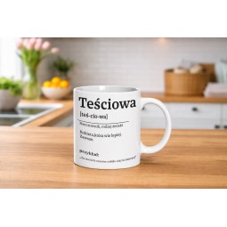 KUBEK CERAMICZNY DLA TEŚCIOWEJ BIAŁY 330ml NA PREZENT ŚMIESZNY UPOMINEK