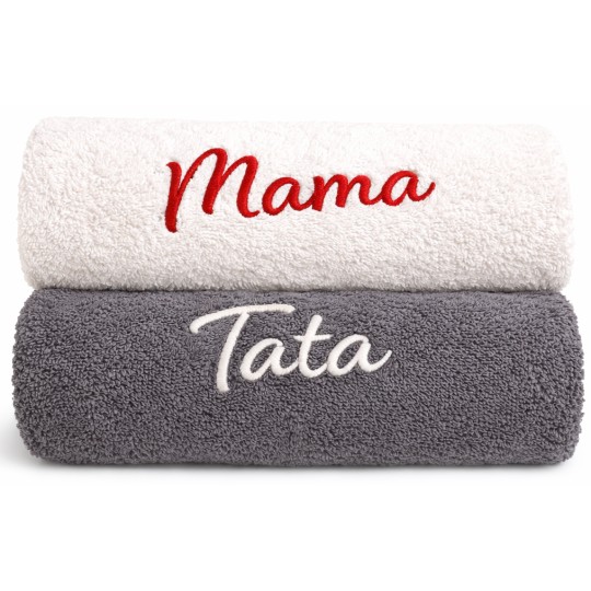 ZESTAW RĘCZNIKÓW PREZENT NA DZIEŃ MAMY I TATY KOMPLET 50x100cm