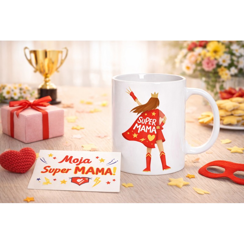 KUBEK CERAMICZNY BIAŁY 330 ML SUPER MAMA