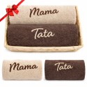 ZESTAW RĘCZNIKÓW PREZENT NA DZIEŃ MAMY I TATY KOMPLET 50x100cm