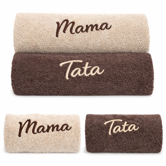 ZESTAW RĘCZNIKÓW PREZENT NA DZIEŃ MAMY I TATY KOMPLET 50x100cm
