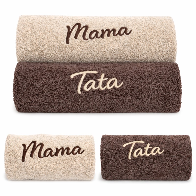ZESTAW RĘCZNIKÓW PREZENT NA DZIEŃ MAMY I TATY KOMPLET 50x100cm