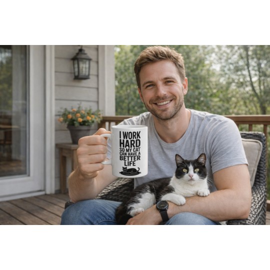 KUBEK CERAMICZNY BIAŁY 330 ML I WORK HARD