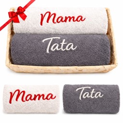 ZESTAW RĘCZNIKÓW PREZENT NA DZIEŃ MAMY I TATY KOMPLET 50x100cm