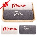 ZESTAW RĘCZNIKÓW PREZENT NA DZIEŃ MAMY I TATY KOMPLET 50x100cm