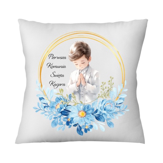 ZESTAW PIERWSZA KOMUNIA ŚWIĘTA PAMIĄTKA KUBEK I PODUSZKA Z IMIENIEM DLA CHŁOPCA