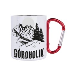 KUBEK METALOWY BIAŁY Z KARABIŃCZYKIEM GÓROCHOLIK 300 ML