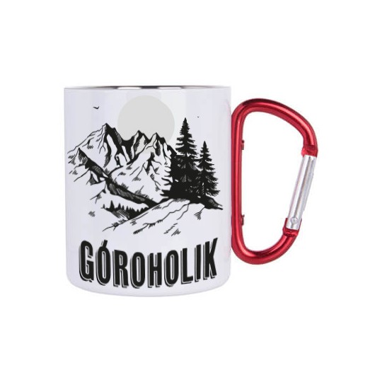 KUBEK METALOWY BIAŁY Z KARABIŃCZYKIEM GÓROCHOLIK 300 ML