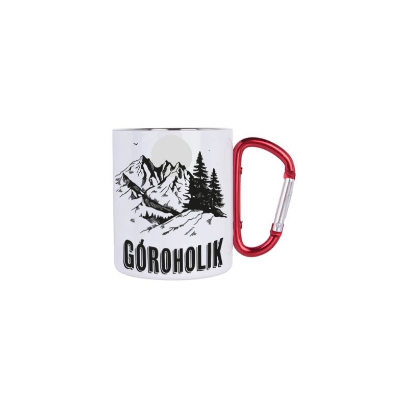 KUBEK METALOWY BIAŁY Z KARABIŃCZYKIEM GÓROCHOLIK 300 ML
