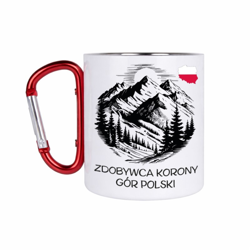 KUBEK METALOWY BIAŁY Z KARABIŃCZYKIEM ZDOBYWCA KORONY 300 ML