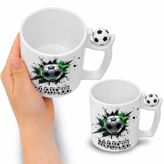 KUBEK MAŁEGO PIŁKARZA Z IMIENIEM NA PREZENT PIŁKA NOŻNA CERAMICZNY 330ml