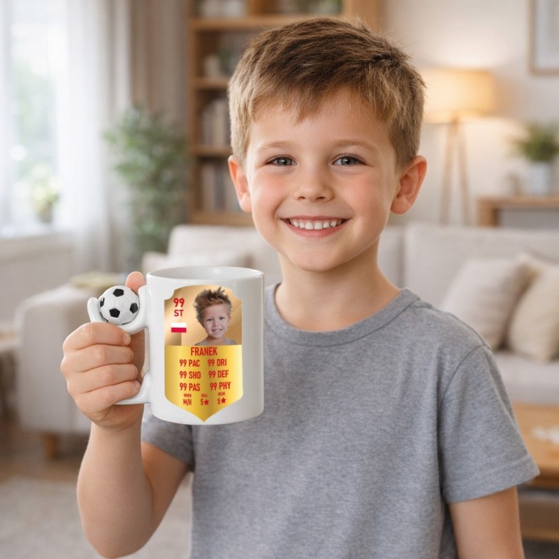 KUBEK PIŁKARSKI ZE ZDJĘCIEM KARTA PIŁKARSKA Z IMIENIEM NA PREZENT 330 ml