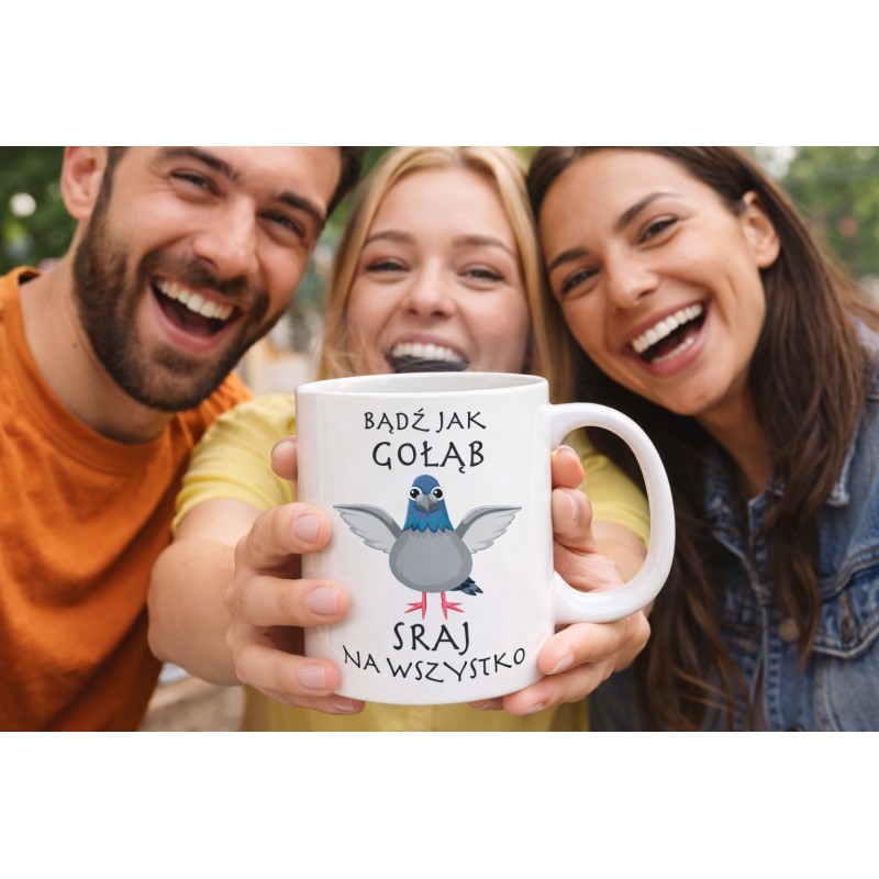 KUBEK CERAMICZNY BIAŁY 330 ML GOŁĄB