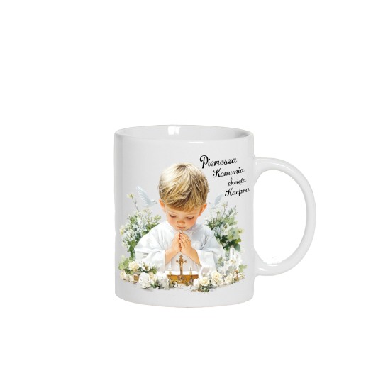 KUBEK CERAMICZNY BIAŁY 330 ML PIERWSZA KOMUNIA CHŁOPIEC 2