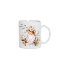 KUBEK CERAMICZNY BIAŁY 330 ML PIERWSZA KOMUNIA DZIEWCZYNKA 1