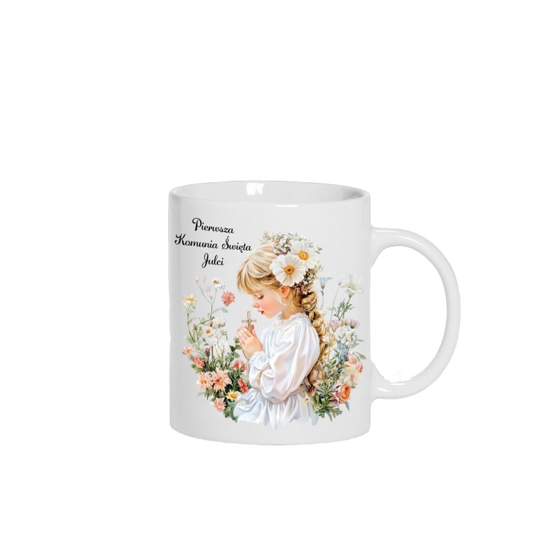 KUBEK CERAMICZNY BIAŁY 330 ML PIERWSZA KOMUNIA DZIEWCZYNKA 1