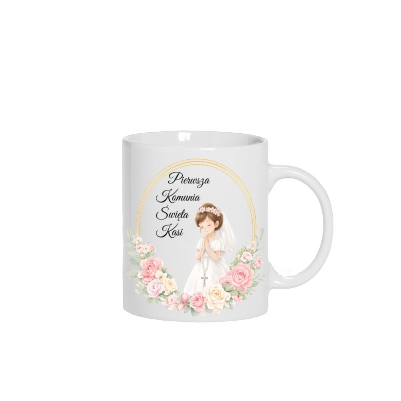 KUBEK CERAMICZNY BIAŁY 330 ML PIERWSZA KOMUNIA DZIEWCZYNKA 3