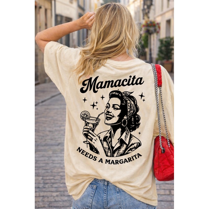 KOSZULKA DAMSKA MAMACITA NEEDS A MARGARITA MODNY TSHIRT OVERSIZE