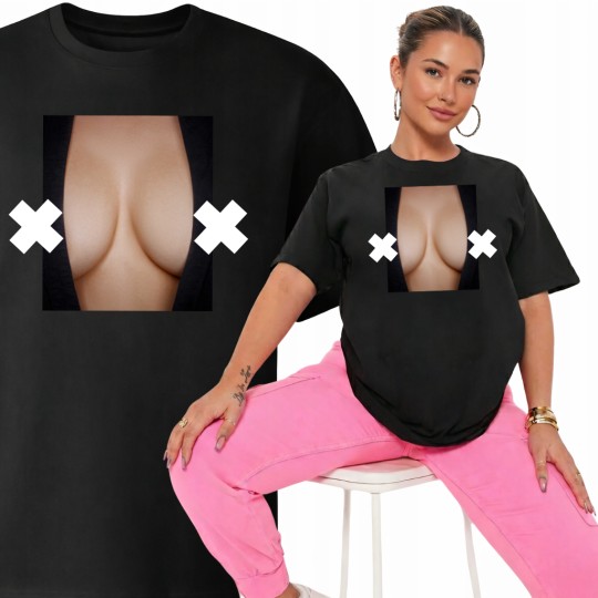 KOSZULKA OVERSIZE CZARNA TSHIRT BAWEŁNIANY STYL STREETWEAR TREND