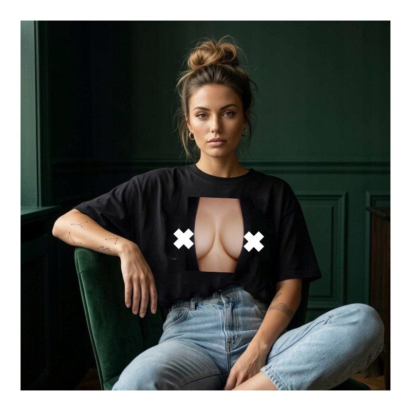 KOSZULKA OVERSIZE CZARNA TSHIRT BAWEŁNIANY STYL STREETWEAR TREND