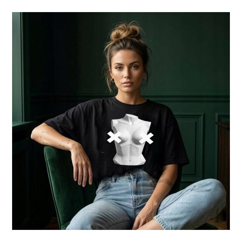 KOSZULKA OVERSIZE CZARNA TSHIRT BAWEŁNIANY STYL STREETWEAR TREND