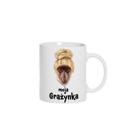 KUBEK CERAMICZNY BIAŁY 330 ML GRAŻYNKA