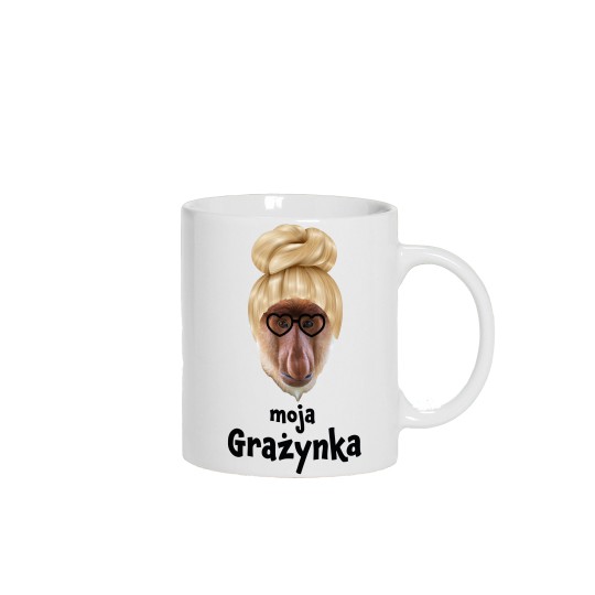 KUBEK CERAMICZNY BIAŁY 330 ML GRAŻYNKA