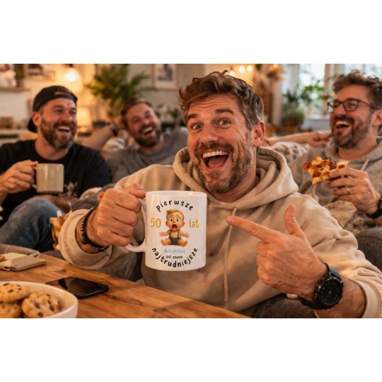 KUBEK CERAMICZNY BIAŁY 330 ML 50LAT DZIECIŃSTWA