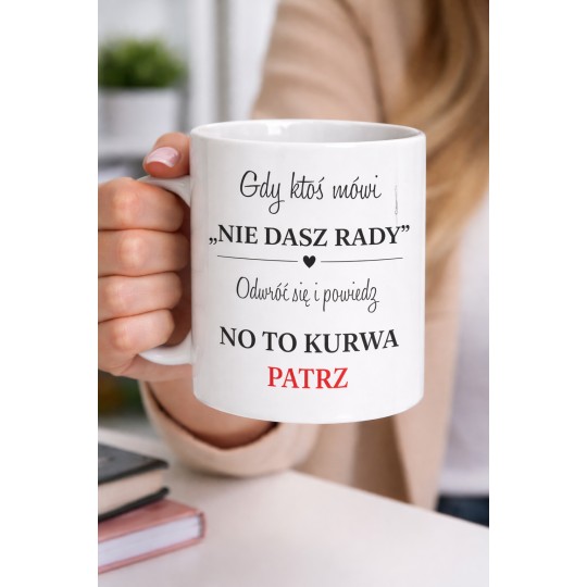 KUBEK CERAMICZNY BIAŁY 330 ML NIE DASZ RADY