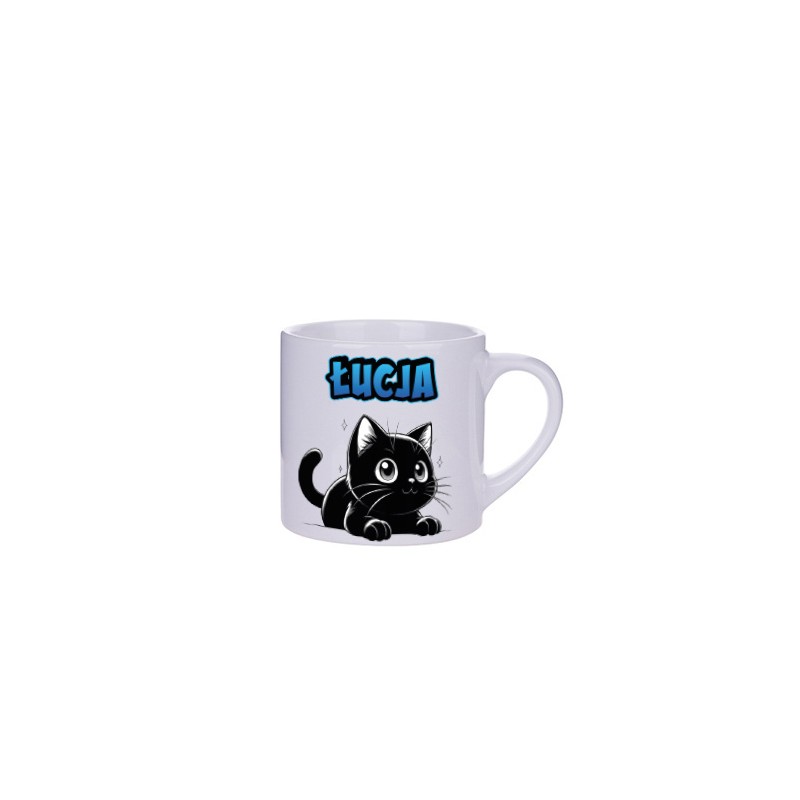 KUBEK CERAMICZNY BIAŁY 150 ML DLA DZIECKA - KOTEK