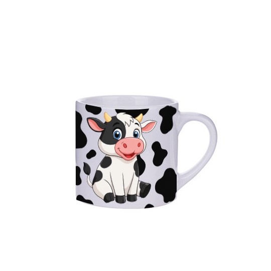 KUBEK CERAMICZNY BIAŁY 150 ML DLA DZIECKA - KRÓWKA