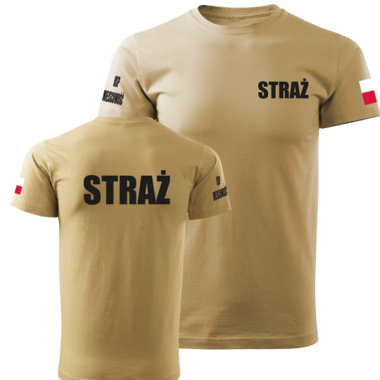 KOSZULKA TSHIRT STRAŻACKA OSP STRAŻ POŻARNA NADRUK PRZÓD TYŁ FLAGA NAZWA