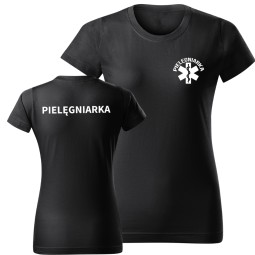 KOSZULKA DAMSKA Z NADRUKIEM PIELĘGNIARKA CZARNA