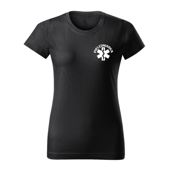 KOSZULKA DAMSKA Z NADRUKIEM PIELĘGNIARKA CZARNA