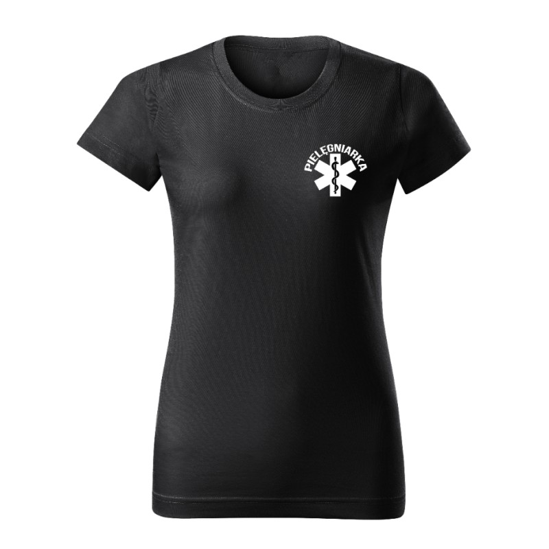 KOSZULKA DAMSKA Z NADRUKIEM PIELĘGNIARKA CZARNA