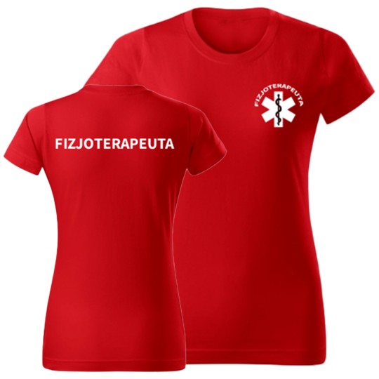 KOSZULKA DAMSKA Z NADRUKIEM FIZJOTERAPEUTA CZERWONA