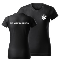 KOSZULKA DAMSKA Z NADRUKIEM FIZJOTERAPEUTA CZARNA