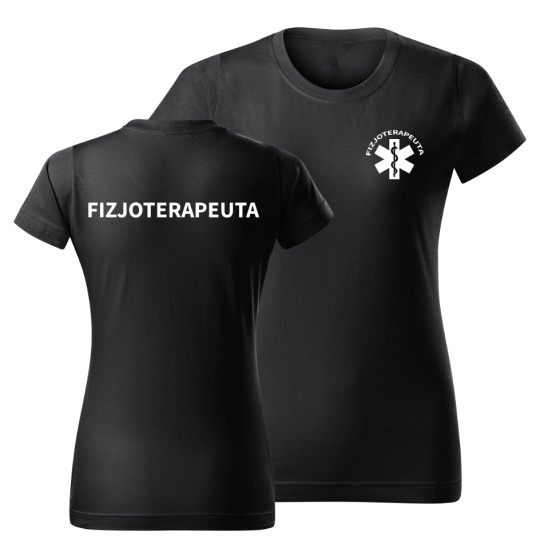 KOSZULKA DAMSKA Z NADRUKIEM FIZJOTERAPEUTA CZARNA