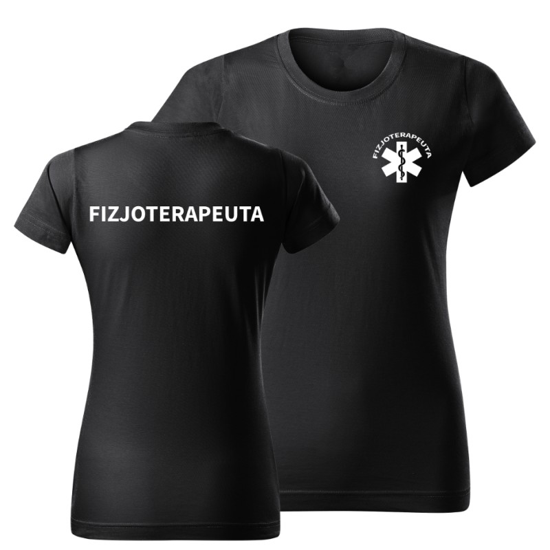 KOSZULKA DAMSKA Z NADRUKIEM FIZJOTERAPEUTA CZARNA