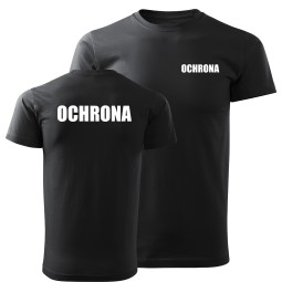 KOSZULKA OCHRONA CZARNA NADRUK PRZÓD TYŁ