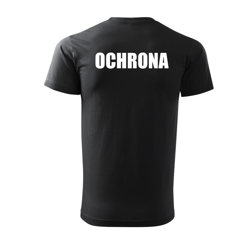 KOSZULKA OCHRONA CZARNA NADRUK PRZÓD TYŁ