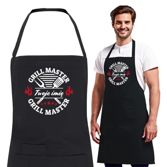 FARTUCH DŁUGI MĘSKI GRILLMASTER Z IMIENIEM